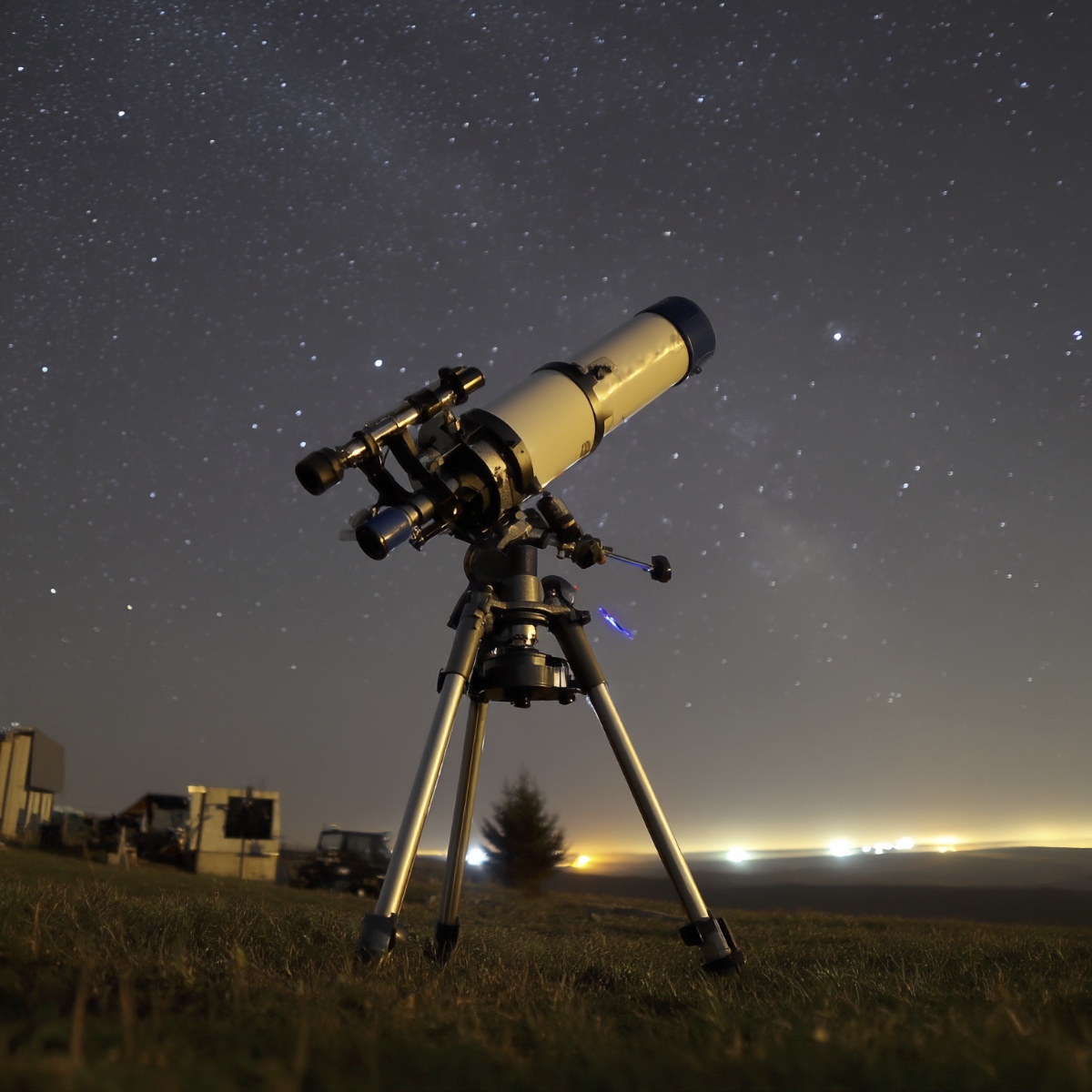 Equatorial mount telescope tracking the night sky