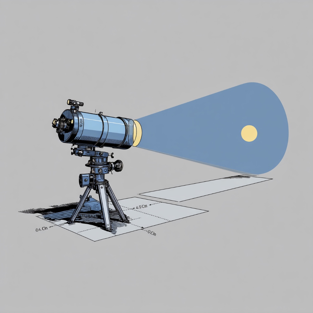 Illustration of telescope field of view showing focal length and sensor size relationship
