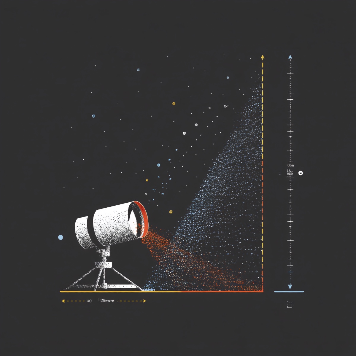 Illustration showing pixel scale relationship between telescope focal length and camera sensor