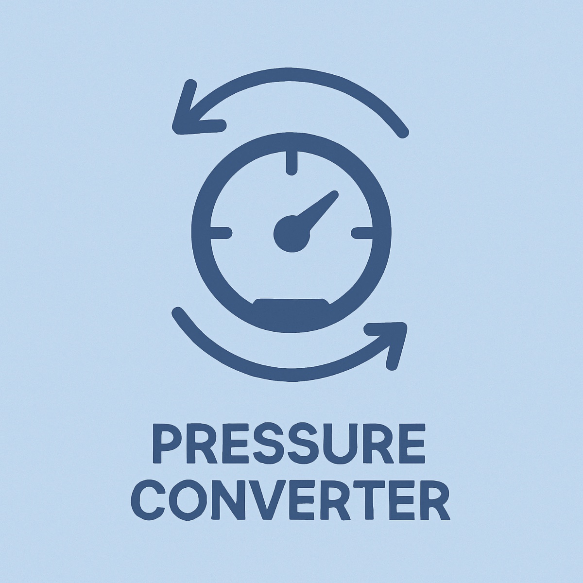 Flat-style illustration of a pressure gauge with circular arrows around it, representing pressure unit conversion, labeled Pressure Converter