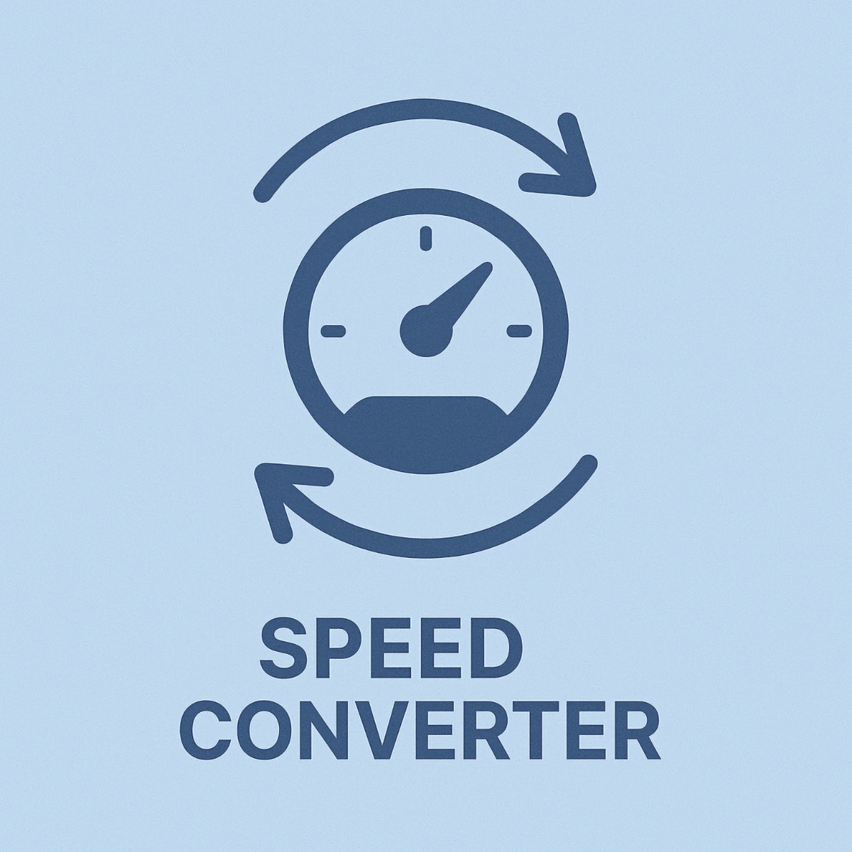 Flat-style illustration of a speedometer with curved arrows around it, representing speed unit conversion, labeled Speed Converter