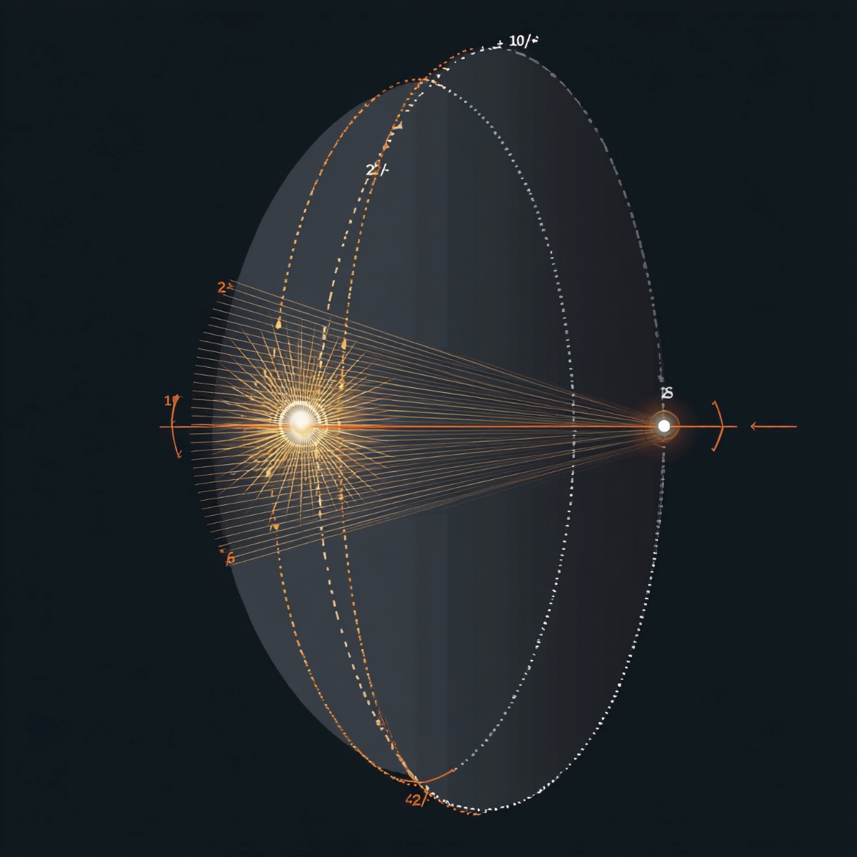 Illustration showing telescope aperture and resolution relationship with double star separation