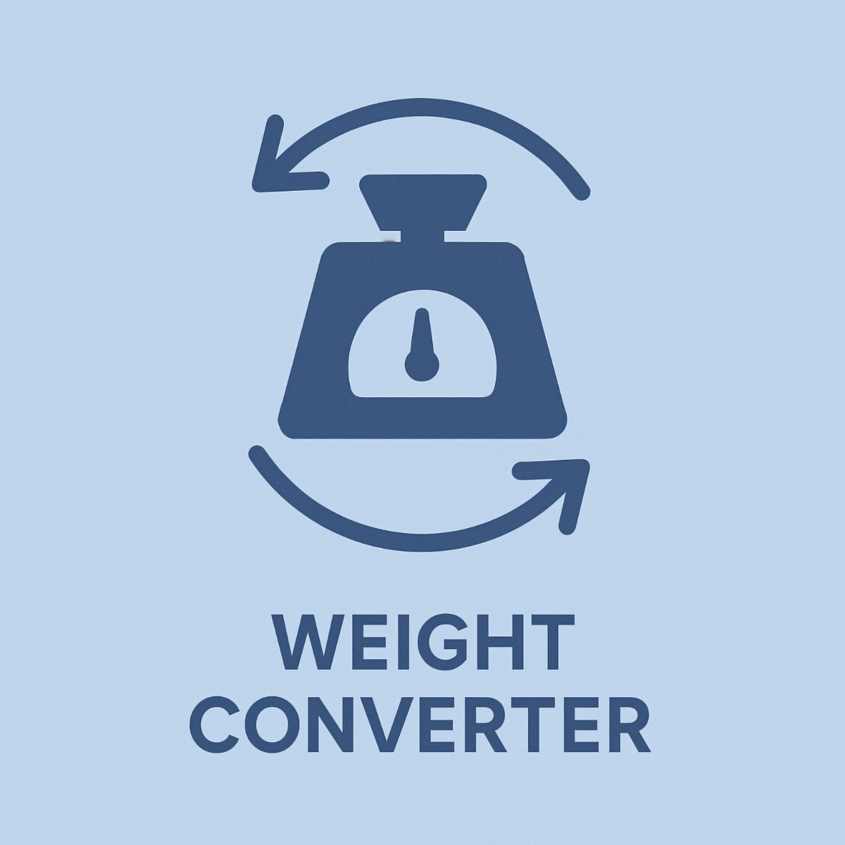Flat-style illustration of a weighing scale with curved arrows, representing weight and mass conversion, labeled Weight Converter